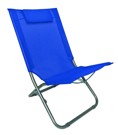 Spiaggina Con Cuscino Per Testiera Blu 57 X 47 X 95 Cm Pieghevole Portatile 281015