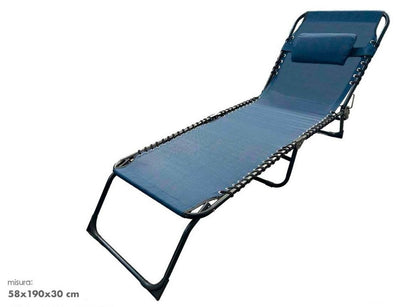 Lettino Prendisole Sdraio Senza Parasole In Textilene Blu Reclinabile Giardino 483007