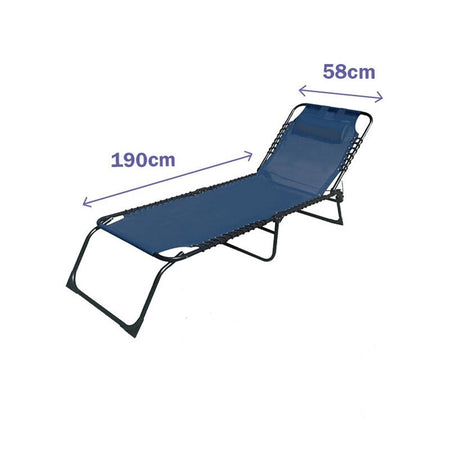 Lettino Prendisole Sdraio Senza Parasole In Textilene Blu Reclinabile Giardino 483007