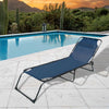 Lettino Prendisole Sdraio Senza Parasole In Textilene Blu Reclinabile Giardino 483007