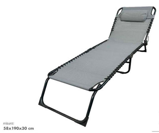 Lettino Prendisole Sdraio Senza Parasole In Textilene Grigio Reclinabile Giardino 483008