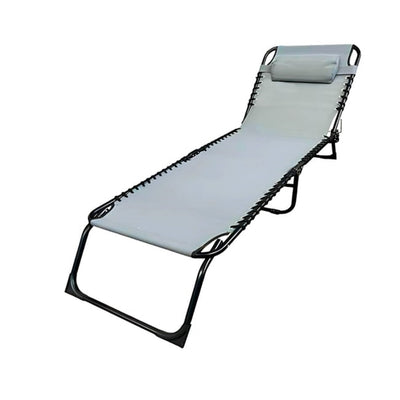 Lettino Prendisole Sdraio Senza Parasole In Textilene Grigio Reclinabile Giardino 483008
