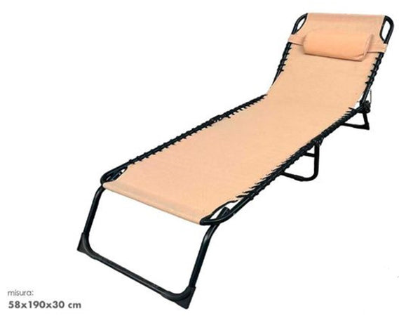 Lettino Prendisole Sdraio Senza Parasole In Textilene Crema Reclinabile Giardino 483009