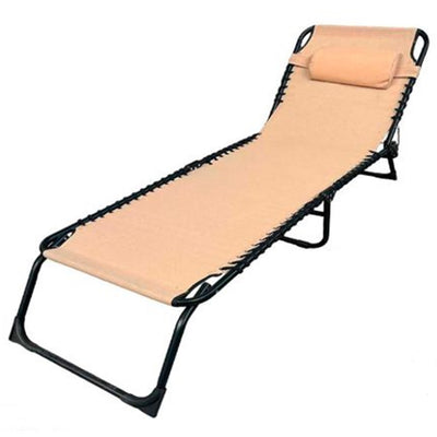 Lettino Prendisole Sdraio Senza Parasole In Textilene Crema Reclinabile Giardino 483009