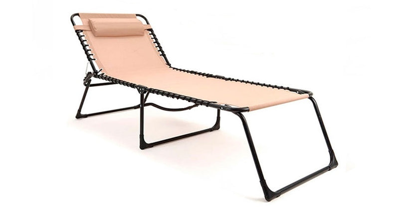 Lettino Prendisole Sdraio Senza Parasole In Textilene Crema Reclinabile Giardino 483009