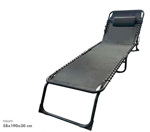 Lettino Prendisole Sdraio Senza Parasole In Textilene Nero Reclinabile Giardino 483010