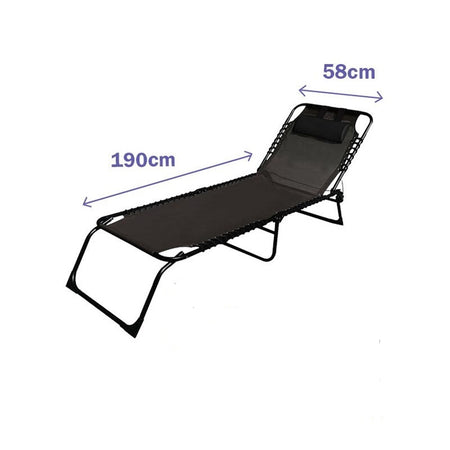 Lettino Prendisole Sdraio Senza Parasole In Textilene Nero Reclinabile Giardino 483010
