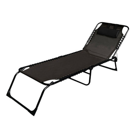 Lettino Prendisole Sdraio Senza Parasole In Textilene Nero Reclinabile Giardino 483010