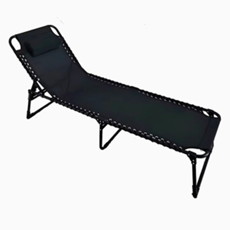 Lettino Prendisole Sdraio Senza Parasole In Textilene Nero Reclinabile Giardino 483010