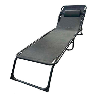 Lettino Prendisole Sdraio Senza Parasole In Textilene Nero Reclinabile Giardino 483010