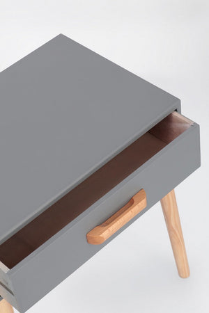 Comodino "Ordinary" per camera, Gambe In Legno Di Pino, Pannelli In Mdf, Cassetti In Legno Di Paulonia