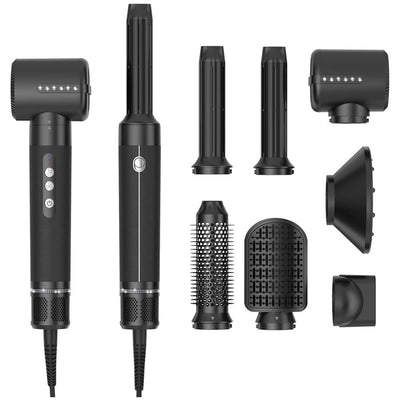 Asciugacapelli Spazzola Phon Professionale Con Diffusore 7 In 1 Capelli Ricci Lisci