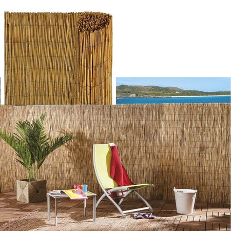 Set 2pz Arella Con Cannette In Bambu' 100x300cm Canniccio Ombra Recinzione Giardino 03775