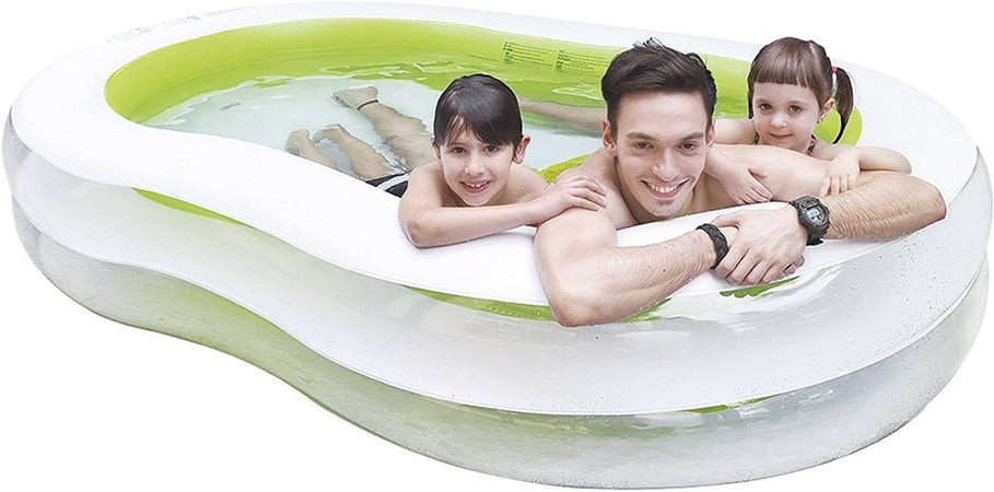 Piscina Gonfiabile Sagomata Famiglia Pool 240x140x47 Cm Trasparente Verde 016090