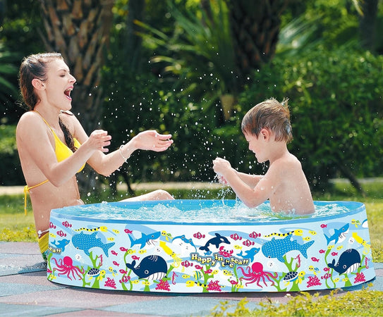 Piscina Rotonda 120x25 Cm Motivo Fondo Del Mare Per Bambini Giardino Estate 016092