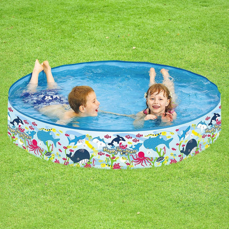 Piscina Rotonda 120x25 Cm Motivo Fondo Del Mare Per Bambini Giardino Estate 016092