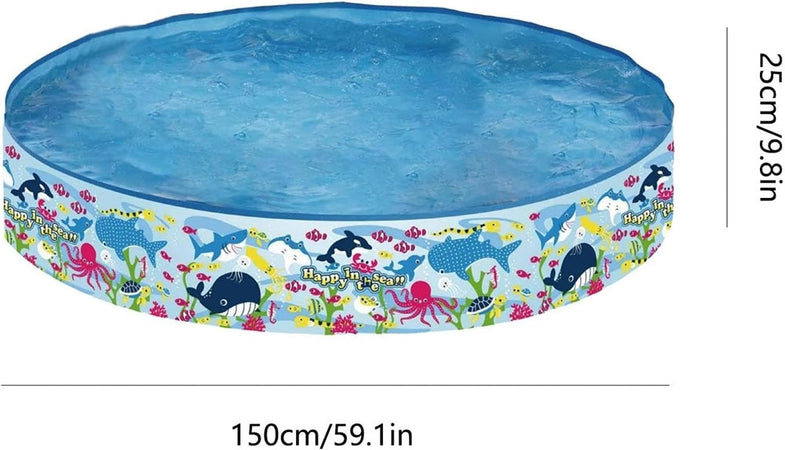 Piscina Rotonda 150x25 Cm Motivo Fondo Del Mare Per Bambini Giardino Estate 016093