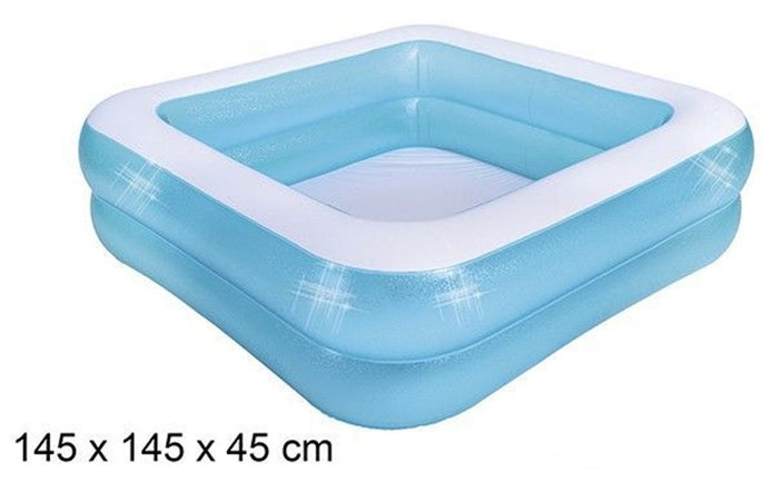 Piscina Gonfiabile Quadrata A 2 Anelli 145 X 145 X 45 Cm Giardino Estate 016094