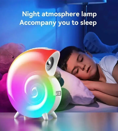 Cassa Speaker Bluetooth Bt Lampada Led Rgb Conchiglia Con Orologio Display Sveglia