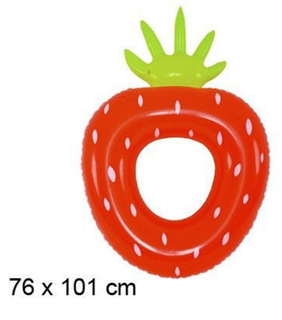 Salvagente Ciambella Gonfiabile Anello Forma Di Fragola 76x101cm Mare Piscina 016099