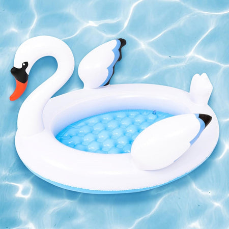 Piscina Gonfiabile Per Bambini Forma Cigno 108x95x65cm Giardino Divertimento 016147