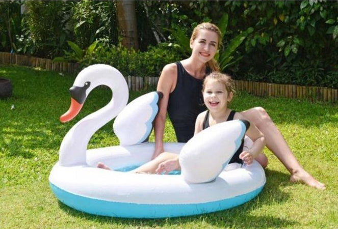Piscina Gonfiabile Per Bambini Forma Cigno 108x95x65cm Giardino Divertimento 016147