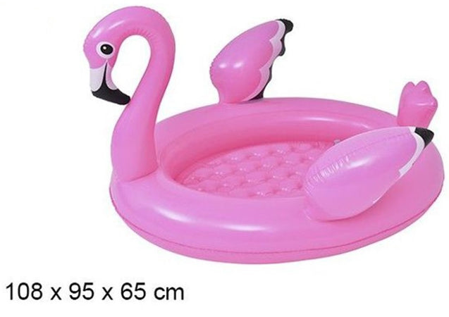 Piscina Gonfiabile Per Bambini Forma Di Fenicottero Rosa Giardino 108x95x65cm 016148