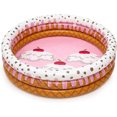 Piscina Gonfiabile Tonda A 3 Anelli Design Gelato Con Panna Per Bambini 160x38cm 016173