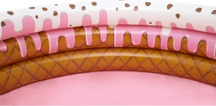 Piscina Gonfiabile Tonda A 3 Anelli Design Gelato Con Panna Per Bambini 160x38cm 016173