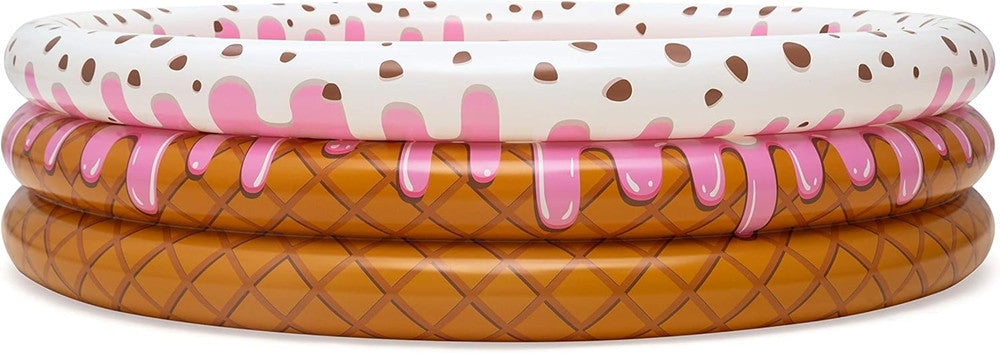 Piscina Gonfiabile Tonda A 3 Anelli Design Gelato Con Panna Per Bambini 160x38cm 016173