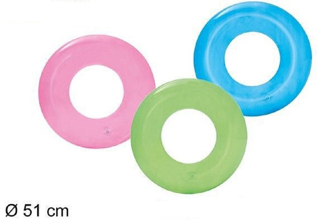Salvagente Gonfiabile Trasparente Colorato Ciambella Per Bambini Anello ø51cm 016136