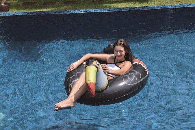 Salvagente Ciambella Gonfiabile A Forma Di Tucano Nero 132x105x60cm Mare Piscina 016141