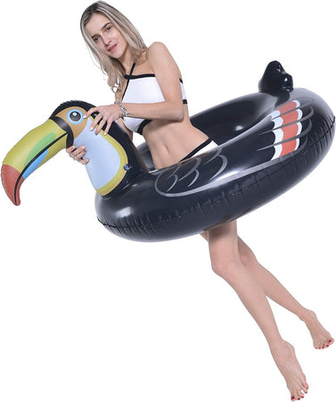 Salvagente Ciambella Gonfiabile A Forma Di Tucano Nero 132x105x60cm Mare Piscina 016141