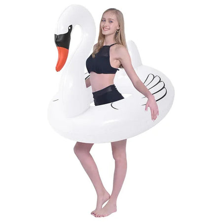 Salvagente Gonfiabile A Forma Di Cigno Bianco Galleggiante Mare 104x104x96cm 016149