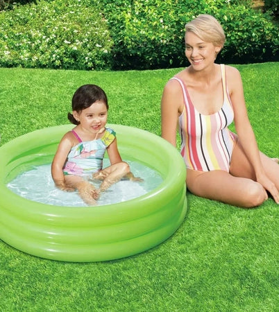 Piscina Gonfiabile Verde A 3 Anelli Per Bambini Rotonda 91 X 23 Cm Giardino 017550
