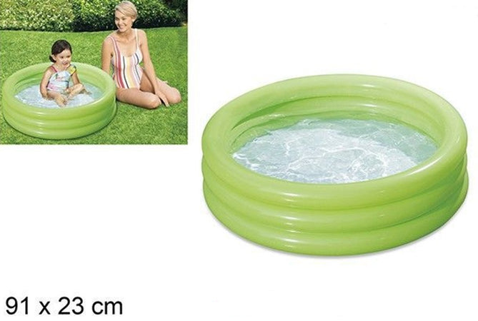Piscina Gonfiabile Verde A 3 Anelli Per Bambini Rotonda 91 X 23 Cm Giardino 017550