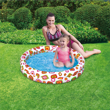 Piscina Gonfiabile Per Bambini A 2 Anelli Design Colorato Decorato 122x25cm 017919