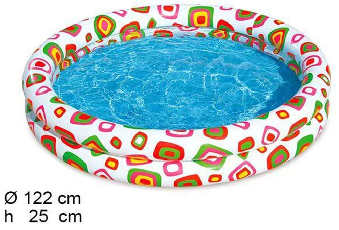 Piscina Gonfiabile Per Bambini A 2 Anelli Design Colorato Decorato 122x25cm 017919