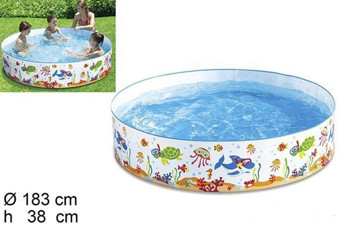 Piscina Rigida 183x38cm Pvc Bambini Tartaruga Animali Marini Fuoriterra Casa Giardino 017925