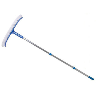 Spazzola Curva Per Pulizia Fondo Parete Piscina Con Asta Regolabile 158x46cm 020059