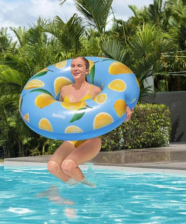 Ciambella Salvagente Gonfiabile Per Piscina Stampa Al Limone Profumato ø119cm 019976