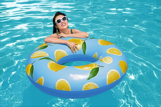 Ciambella Salvagente Gonfiabile Per Piscina Stampa Al Limone Profumato ø119cm 019976