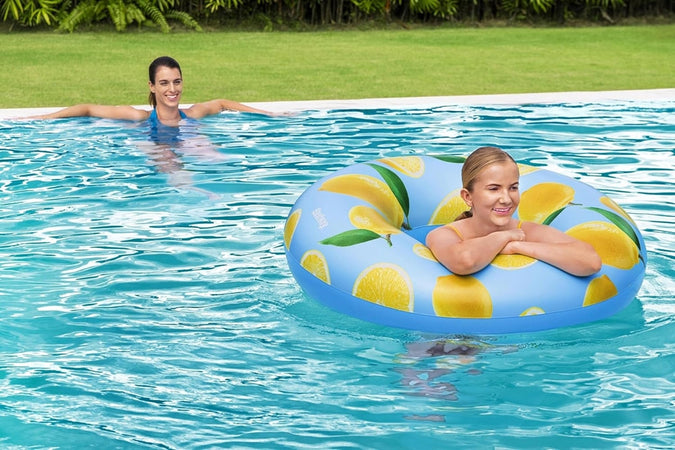 Ciambella Salvagente Gonfiabile Per Piscina Stampa Al Limone Profumato ø119cm 019976