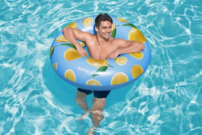 Ciambella Salvagente Gonfiabile Per Piscina Stampa Al Limone Profumato ø119cm 019976
