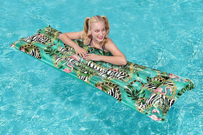 Materassino Gonfiabile Fantasia Floreale 183x69cm Per Mare Spiaggia Piscina 019962