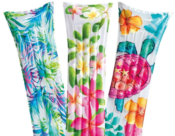 Materassino Ad Aria Gonfiabile Galleggiante Fantasia Florale Tropicale 183x69cm 019961