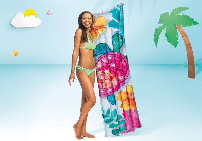 Materassino Ad Aria Gonfiabile Galleggiante Fantasia Florale Tropicale 183x69cm 019961