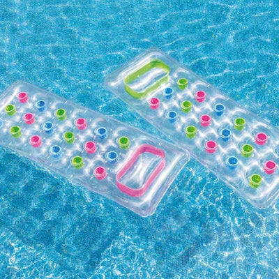 Materassino Gonfiabile 188x71cm Trasparente Con 18 Fori Materasso Piscina Mare 019966