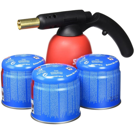 Confezione Torcia Macchina Saldatore Multiuso Pistola Con 3 Cartucce Di Gas C200