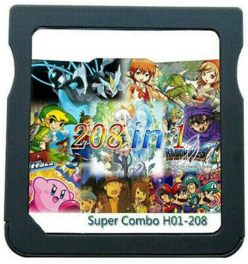 208 giochi in 1 NDS Game Pack Super Combo Multi Cartridge per DS NDS NDSL NDSi 3DS LL/XL